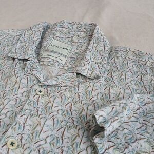 Stitch Note Medium Mens Shirt Hawaiian Camp Linen Floral 21x26